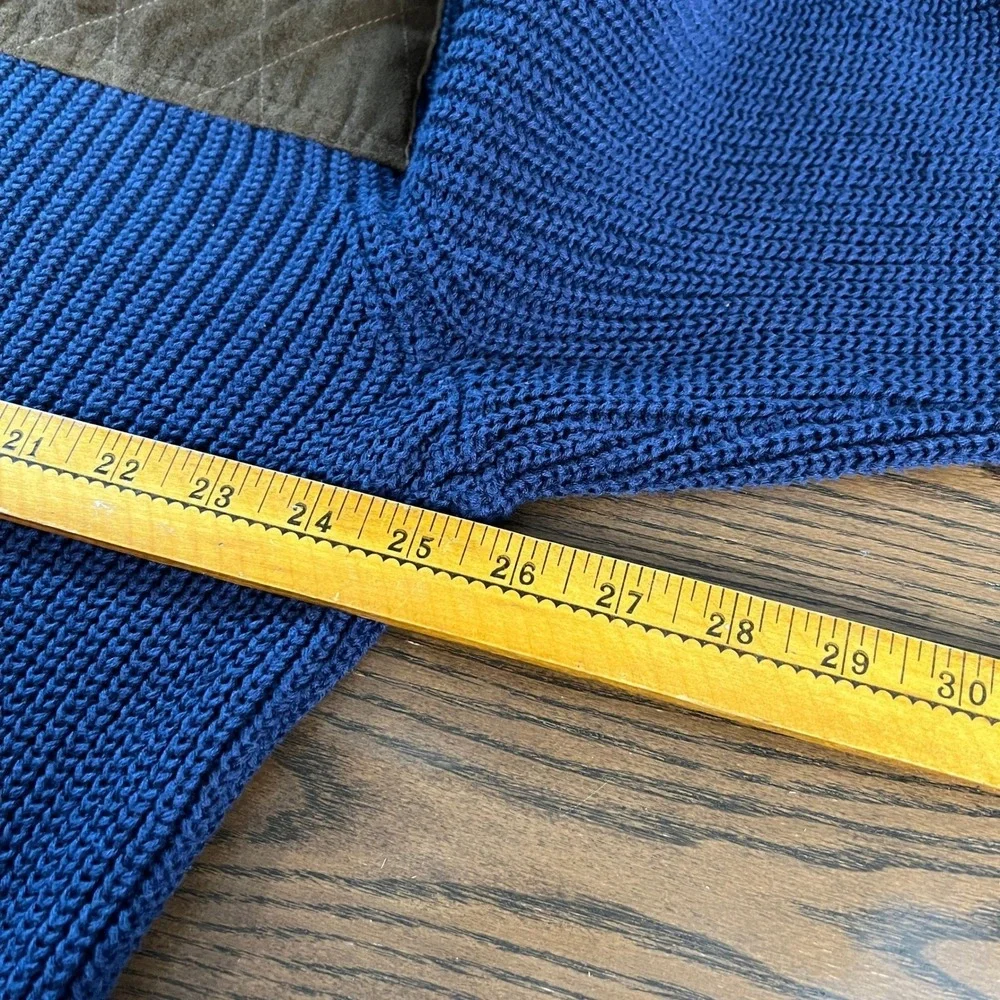 Vintage Boulder Creek Trading Co Sweater XLT‎ Blue Suede Elbow Patch